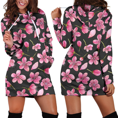 Apple blossom Pattern Print Design AB03 Women Hoodie Dress