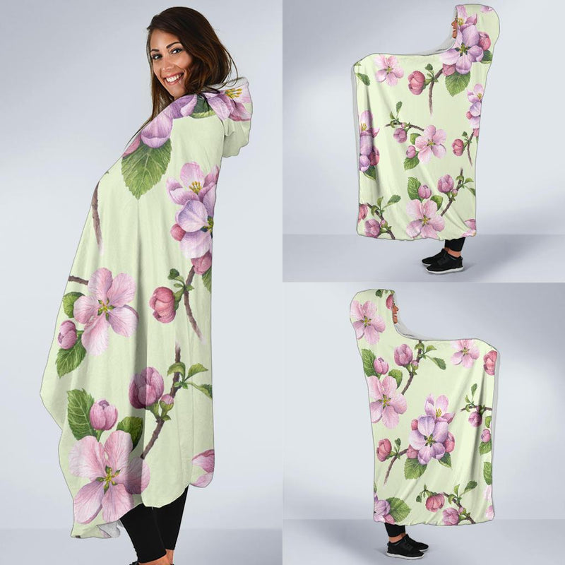Apple blossom Pattern Print Design AB05 Hooded Blanket-JORJUNE.COM