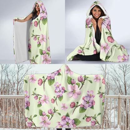 Apple blossom Pattern Print Design AB05 Hooded Blanket-JORJUNE.COM