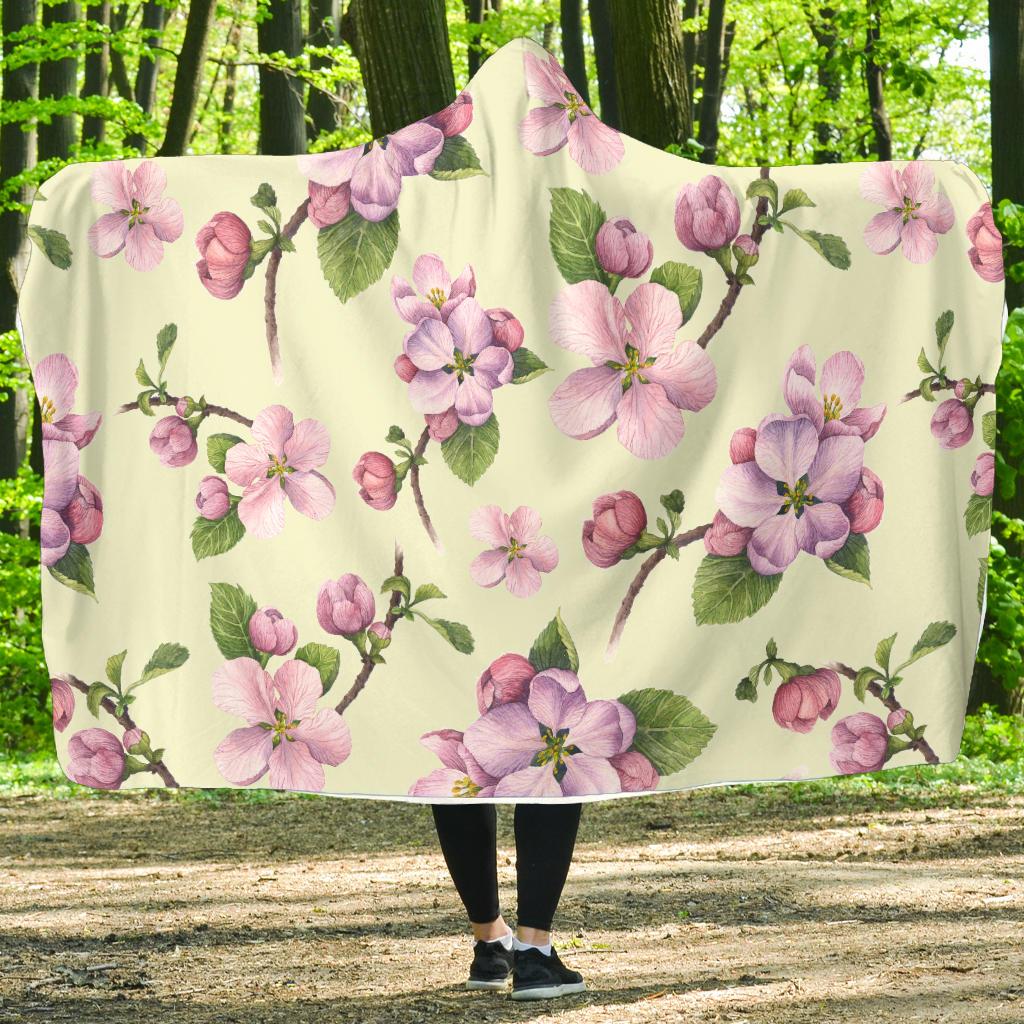 Apple blossom Pattern Print Design AB05 Hooded Blanket-JORJUNE.COM