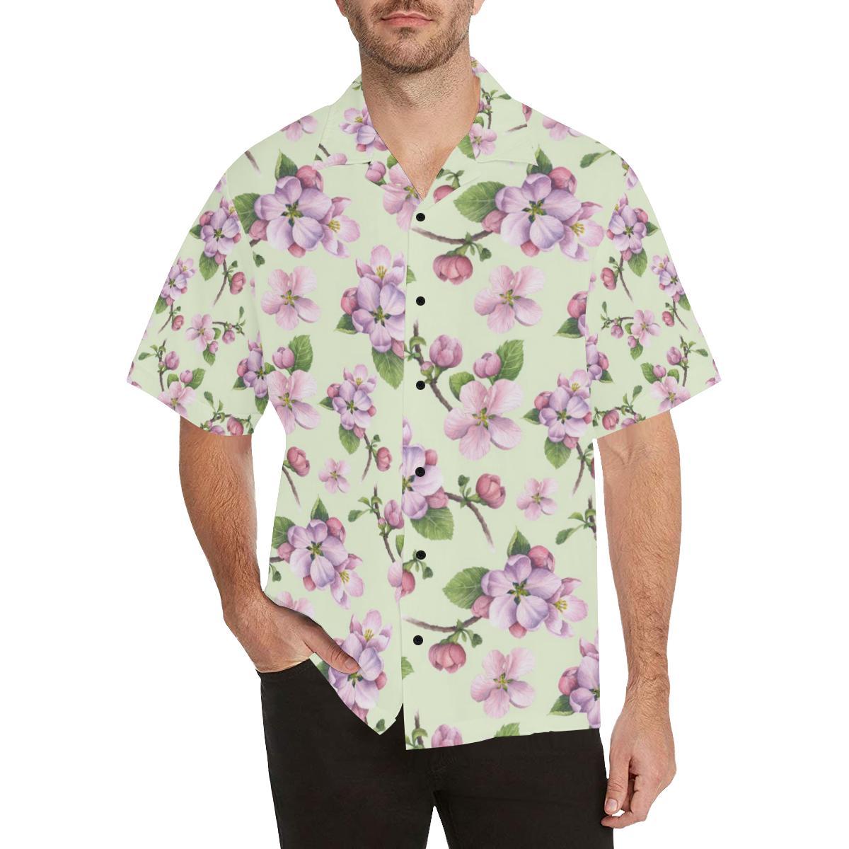 Apple blossom Pattern Print Design AB05 Men Hawaiian Shirt-JorJune