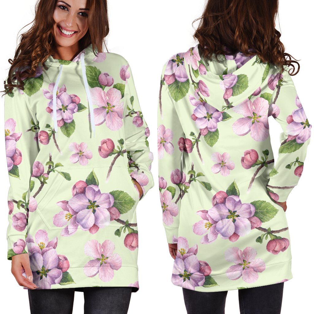 Apple blossom Pattern Print Design AB05 Women Hoodie Dress