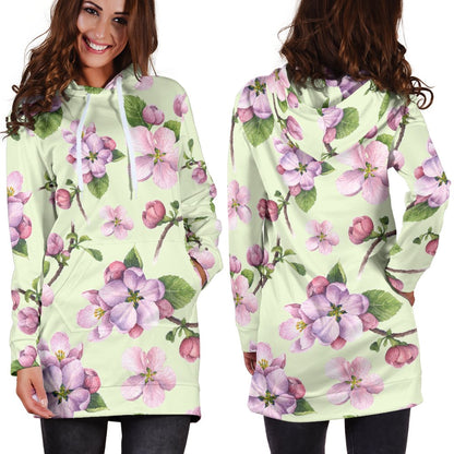 Apple blossom Pattern Print Design AB05 Women Hoodie Dress