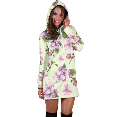 Apple blossom Pattern Print Design AB05 Women Hoodie Dress