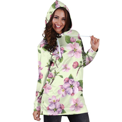 Apple blossom Pattern Print Design AB05 Women Hoodie Dress