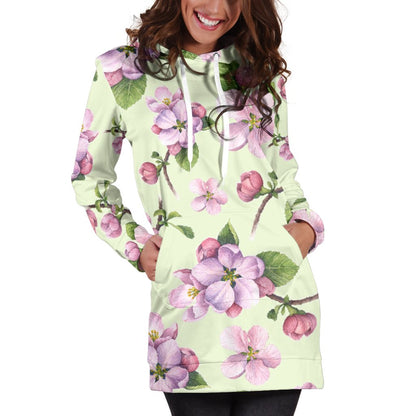 Apple blossom Pattern Print Design AB05 Women Hoodie Dress
