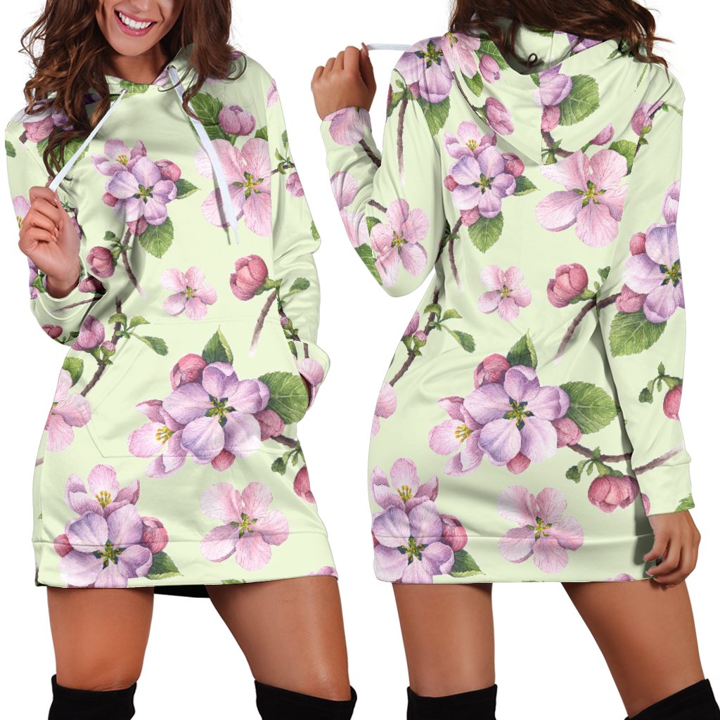Apple blossom Pattern Print Design AB05 Women Hoodie Dress