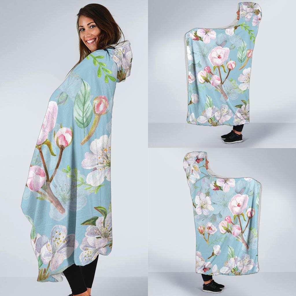 Apple blossom Pattern Print Design AB06 Hooded Blanket-JORJUNE.COM