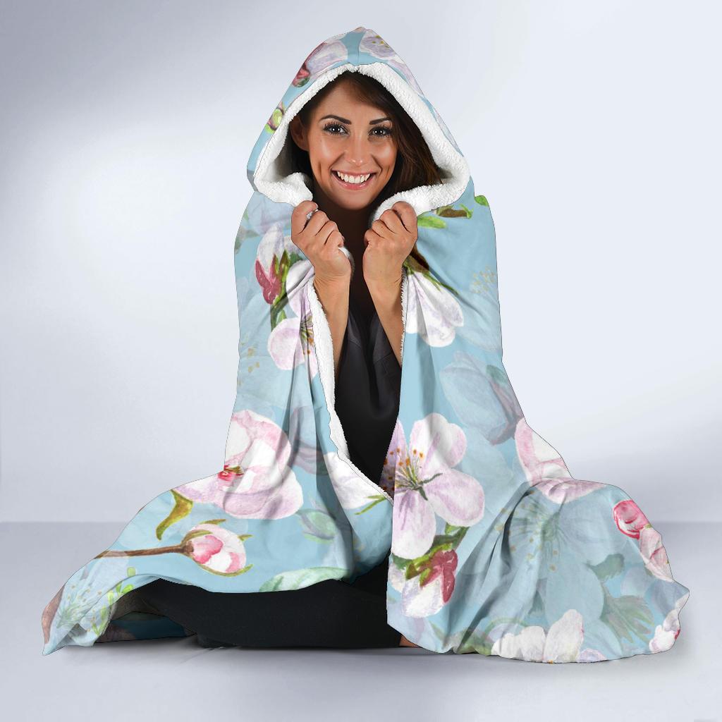 Apple blossom Pattern Print Design AB06 Hooded Blanket-JORJUNE.COM