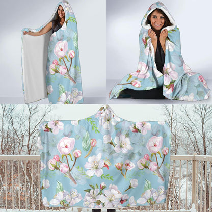 Apple blossom Pattern Print Design AB06 Hooded Blanket-JORJUNE.COM