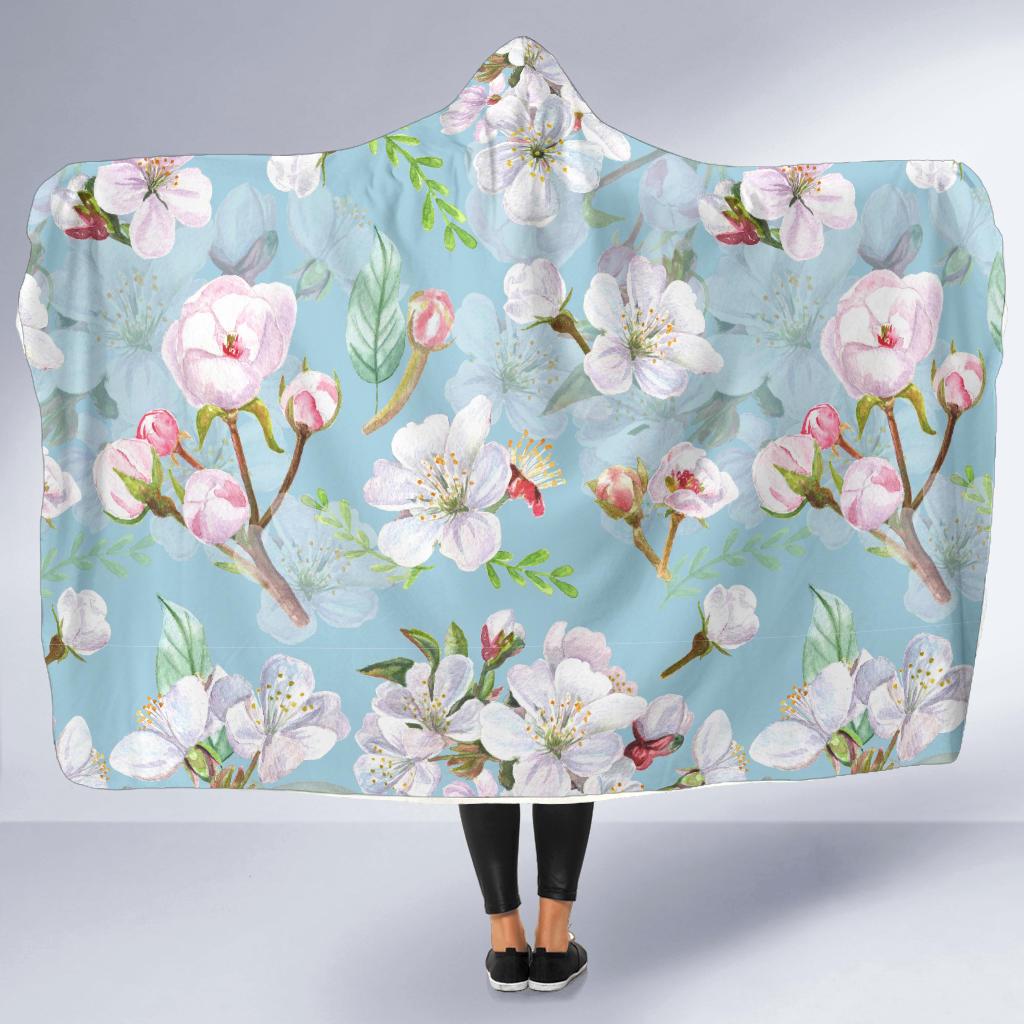 Apple blossom Pattern Print Design AB06 Hooded Blanket-JORJUNE.COM