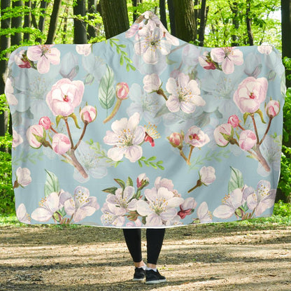 Apple blossom Pattern Print Design AB06 Hooded Blanket-JORJUNE.COM