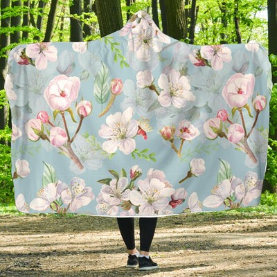 Apple blossom Pattern Print Design AB06 Hooded Blanket-JORJUNE.COM