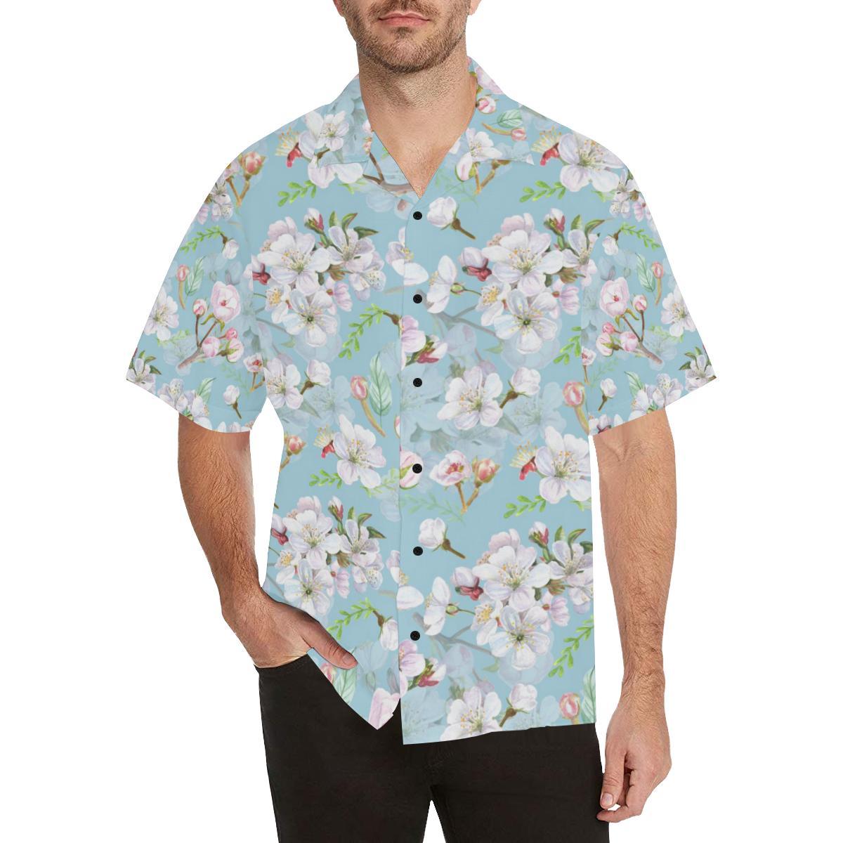 Apple blossom Pattern Print Design AB06 Men Hawaiian Shirt-JorJune