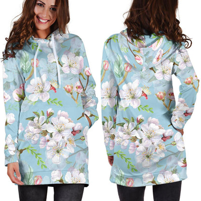 Apple blossom Pattern Print Design AB06 Women Hoodie Dress