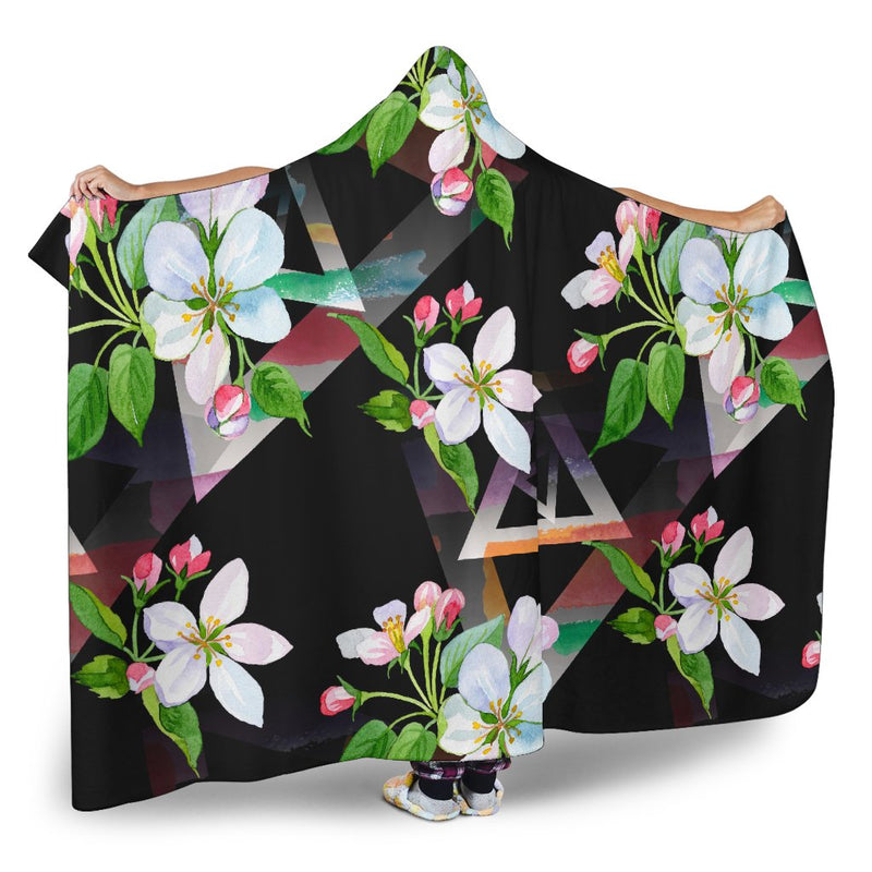 Apple blossom Pattern Print Design AB07 Hooded Blanket-JORJUNE.COM