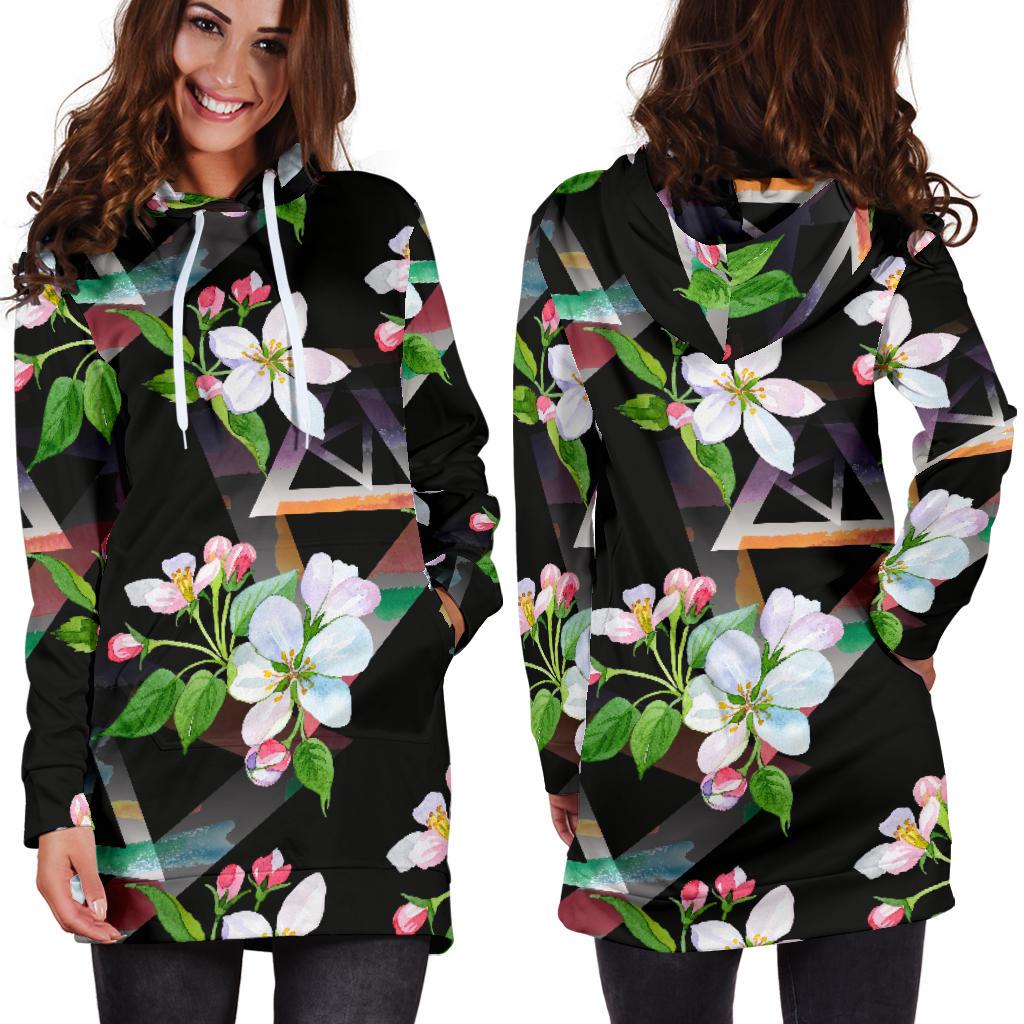 Apple blossom Pattern Print Design AB07 Women Hoodie Dress