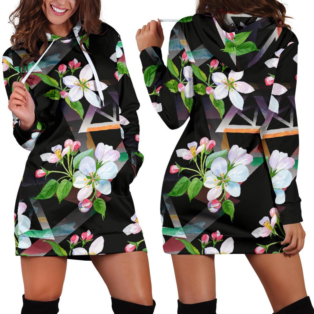 Apple blossom Pattern Print Design AB07 Women Hoodie Dress