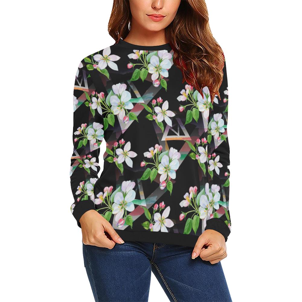 Apple blossom Pattern Print Design AB07 Women Long Sleeve Sweatshirt-JorJune