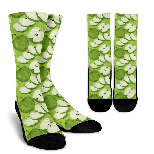 Apple Pattern Print Design AP010 Crew Socks-JORJUNE.COM