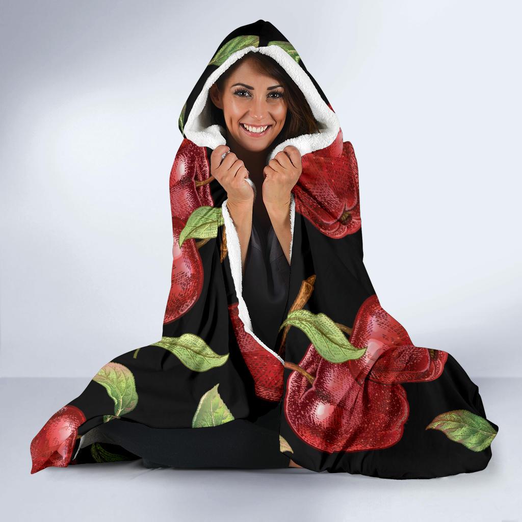 Apple Pattern Print Design AP011 Hooded Blanket-JORJUNE.COM
