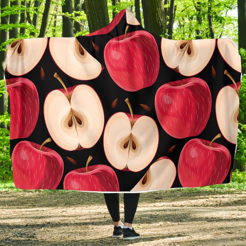 Apple Pattern Print Design AP02 Hooded Blanket-JORJUNE.COM