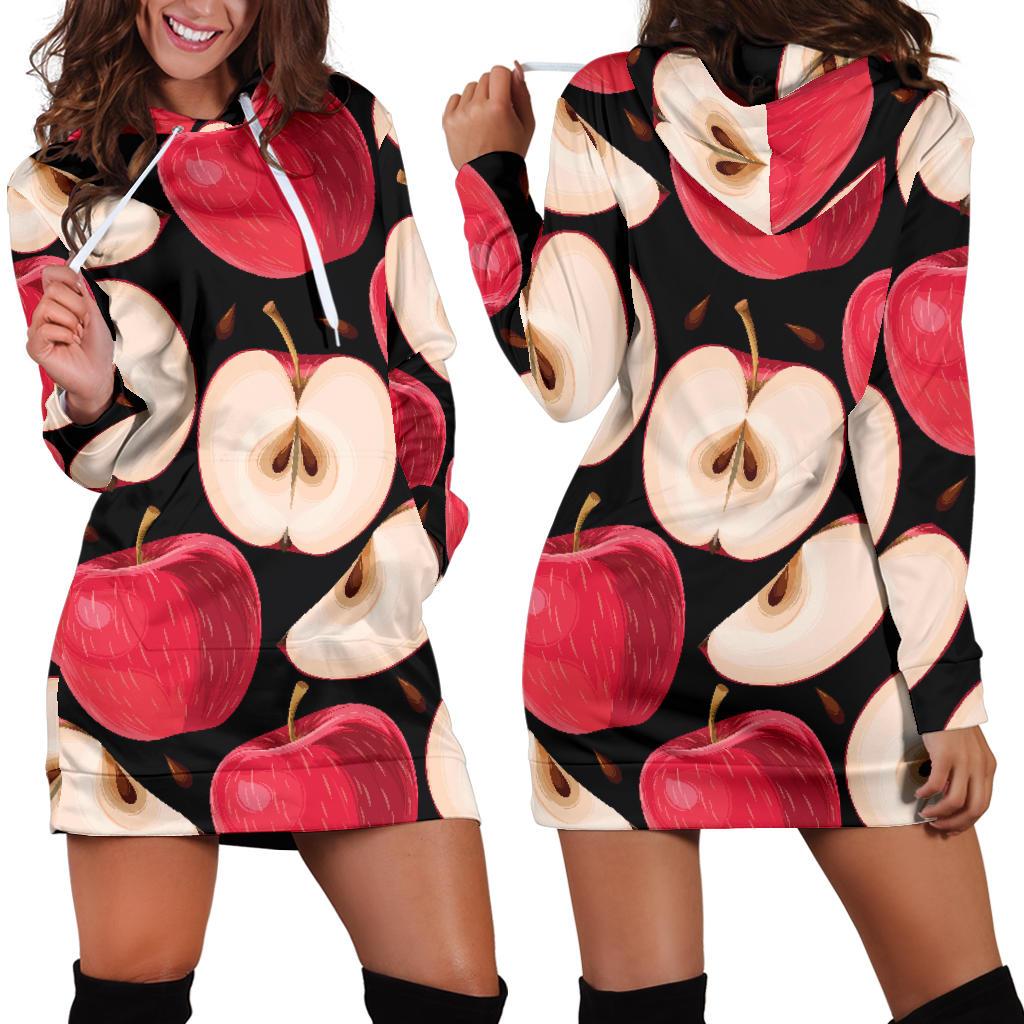 Apple Pattern Print Design AP02 Women Hoodie Dress