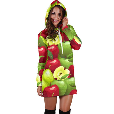 Apple Pattern Print Design AP03 Women Hoodie Dress