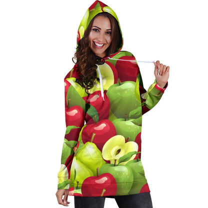 Apple Pattern Print Design AP03 Women Hoodie Dress