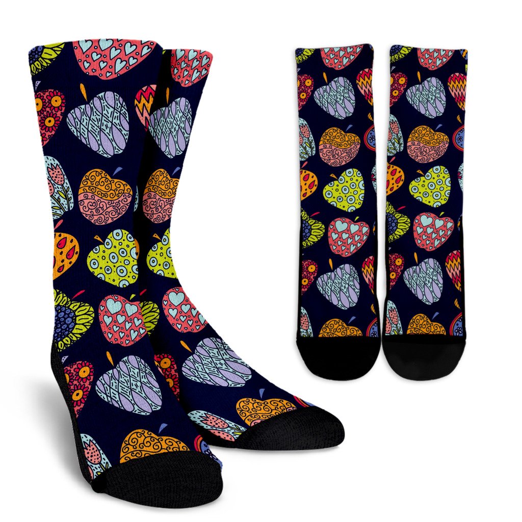 Apple Pattern Print Design AP05 Crew Socks-JORJUNE.COM