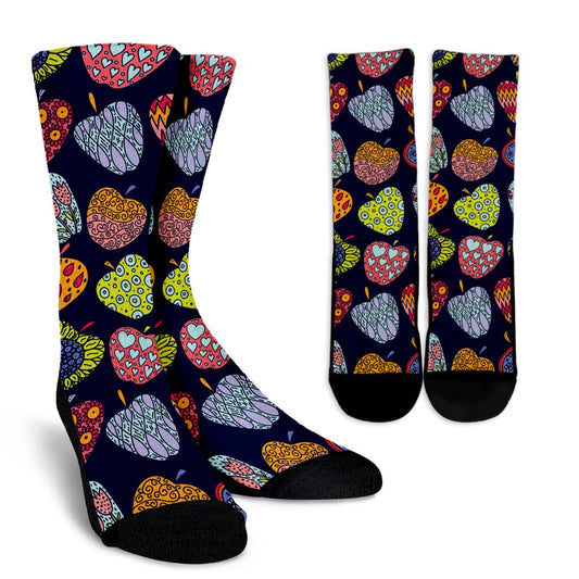 Apple Pattern Print Design AP05 Crew Socks-JORJUNE.COM