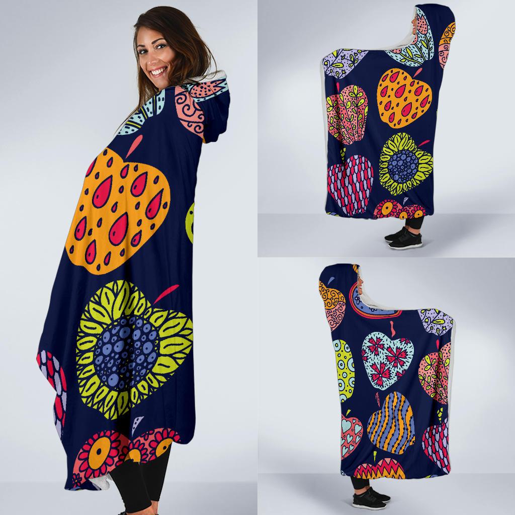 Apple Pattern Print Design AP05 Hooded Blanket-JORJUNE.COM