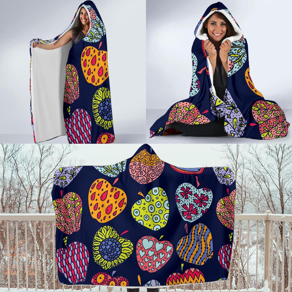 Apple Pattern Print Design AP05 Hooded Blanket-JORJUNE.COM