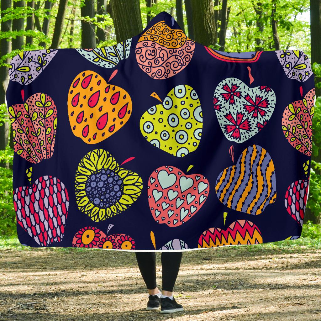 Apple Pattern Print Design AP05 Hooded Blanket-JORJUNE.COM