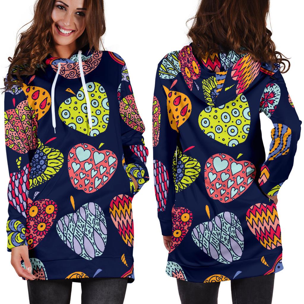 Apple Pattern Print Design AP05 Women Hoodie Dress