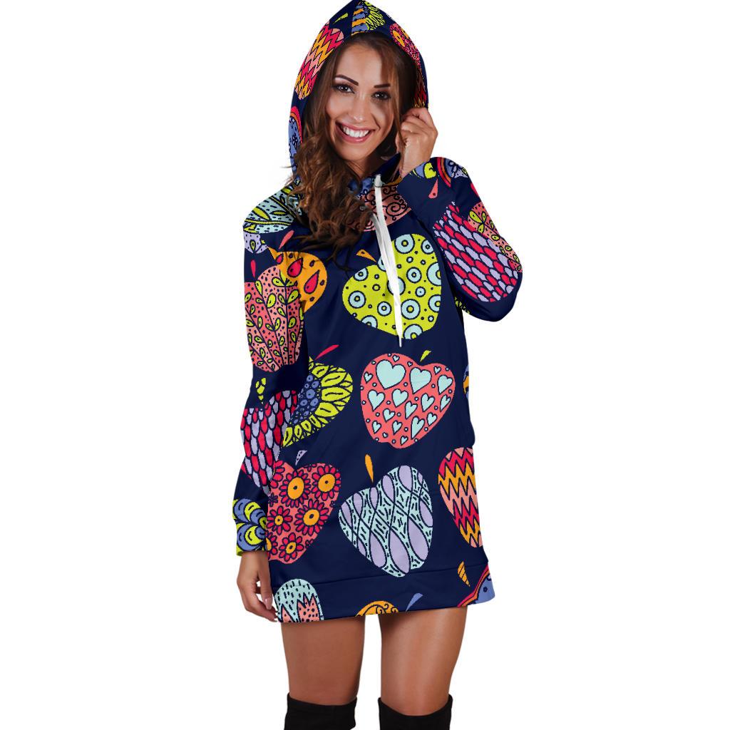 Apple Pattern Print Design AP05 Women Hoodie Dress