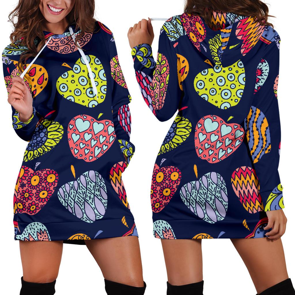 Apple Pattern Print Design AP05 Women Hoodie Dress