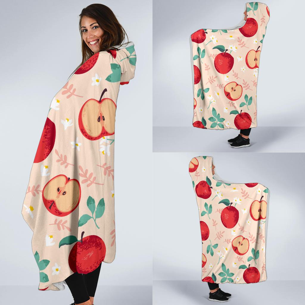 Apple Pattern Print Design AP06 Hooded Blanket-JORJUNE.COM