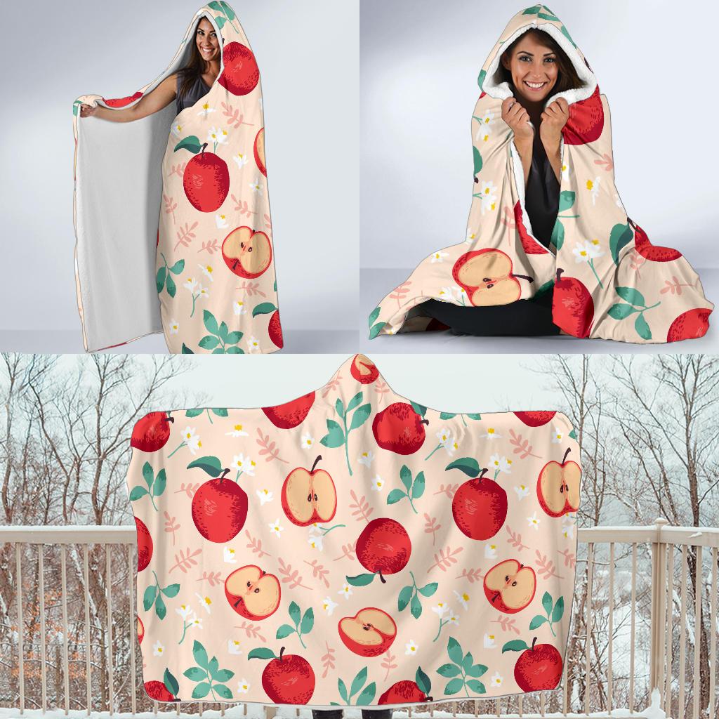Apple Pattern Print Design AP06 Hooded Blanket-JORJUNE.COM