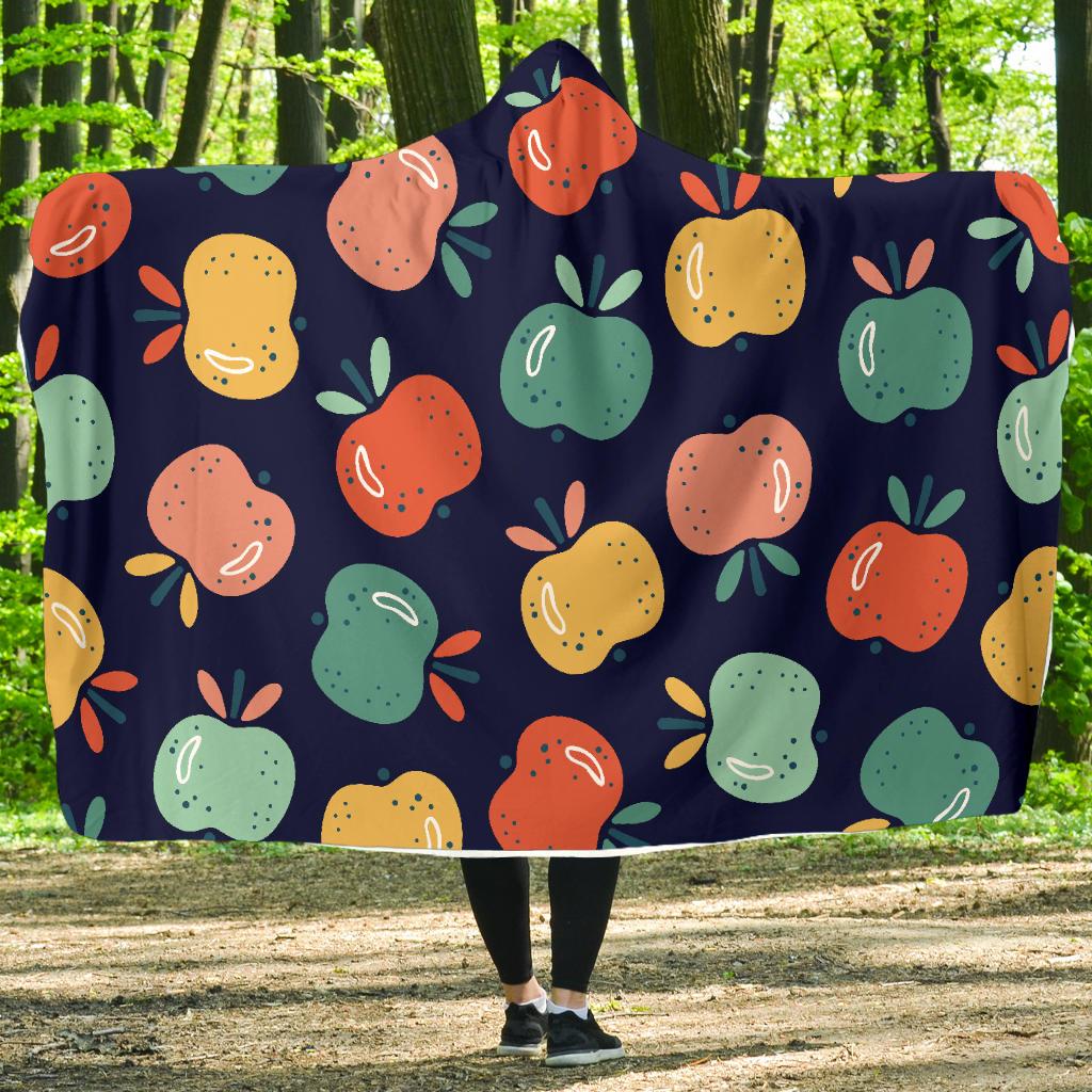 Apple Pattern Print Design AP09 Hooded Blanket-JORJUNE.COM