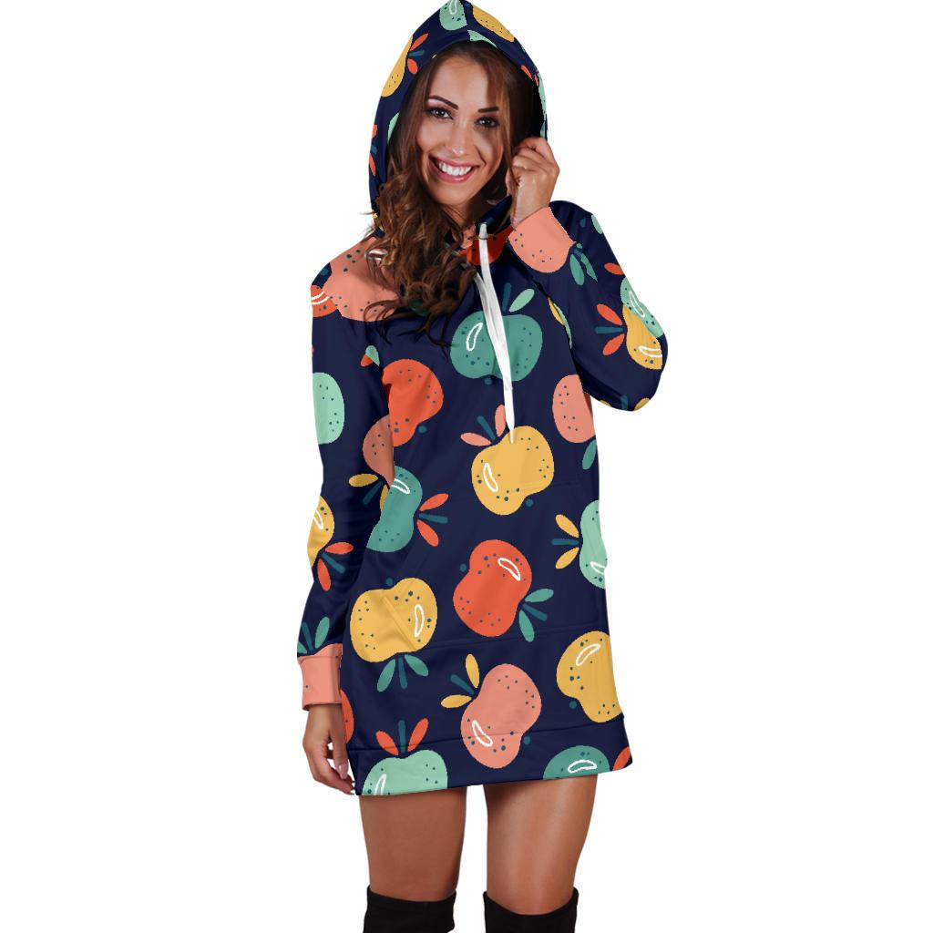 Apple Pattern Print Design AP09 Women Hoodie Dress