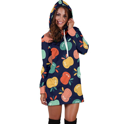 Apple Pattern Print Design AP09 Women Hoodie Dress