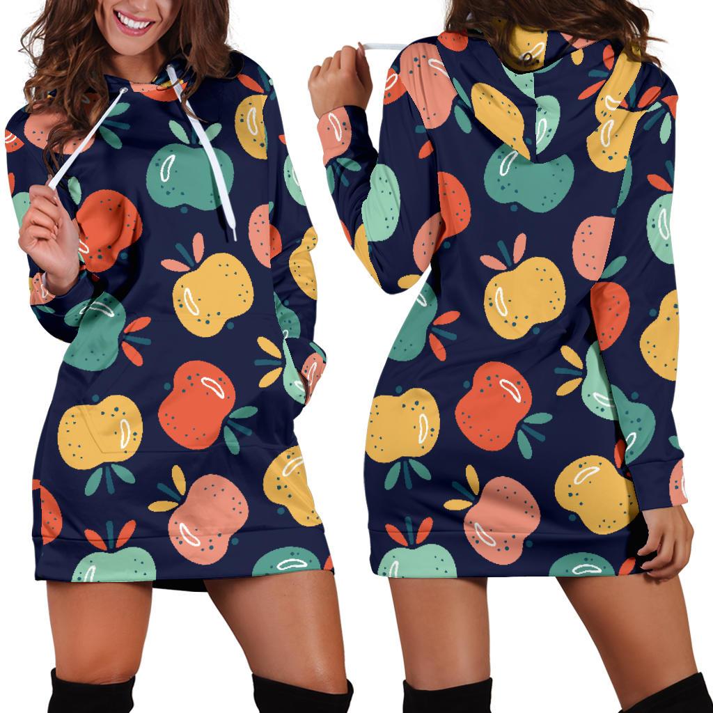 Apple Pattern Print Design AP09 Women Hoodie Dress