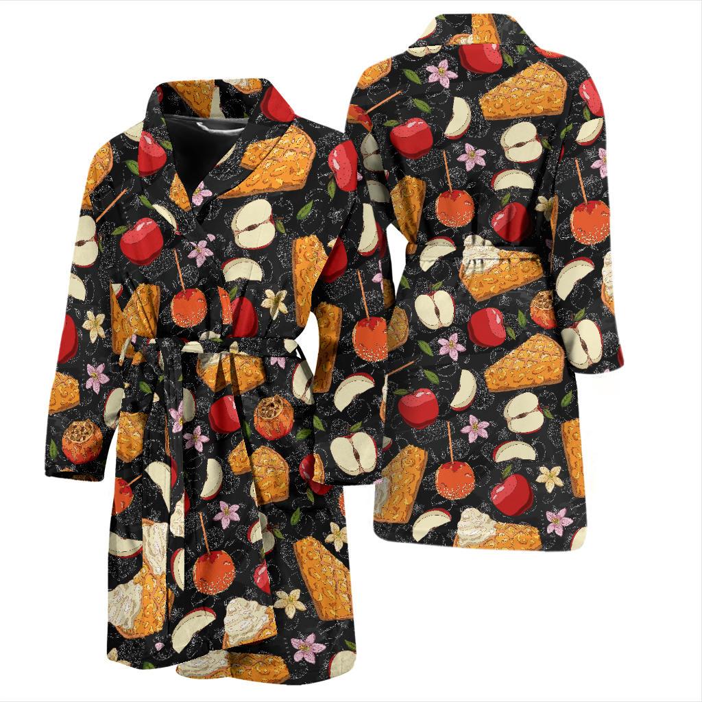Apple Pie Pattern Print Design 01 Men Bathrobe-JORJUNE.COM
