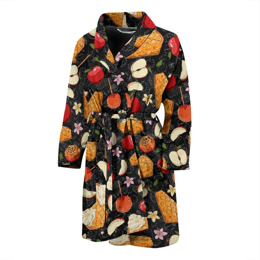 Apple Pie Pattern Print Design 01 Men Bathrobe-JORJUNE.COM