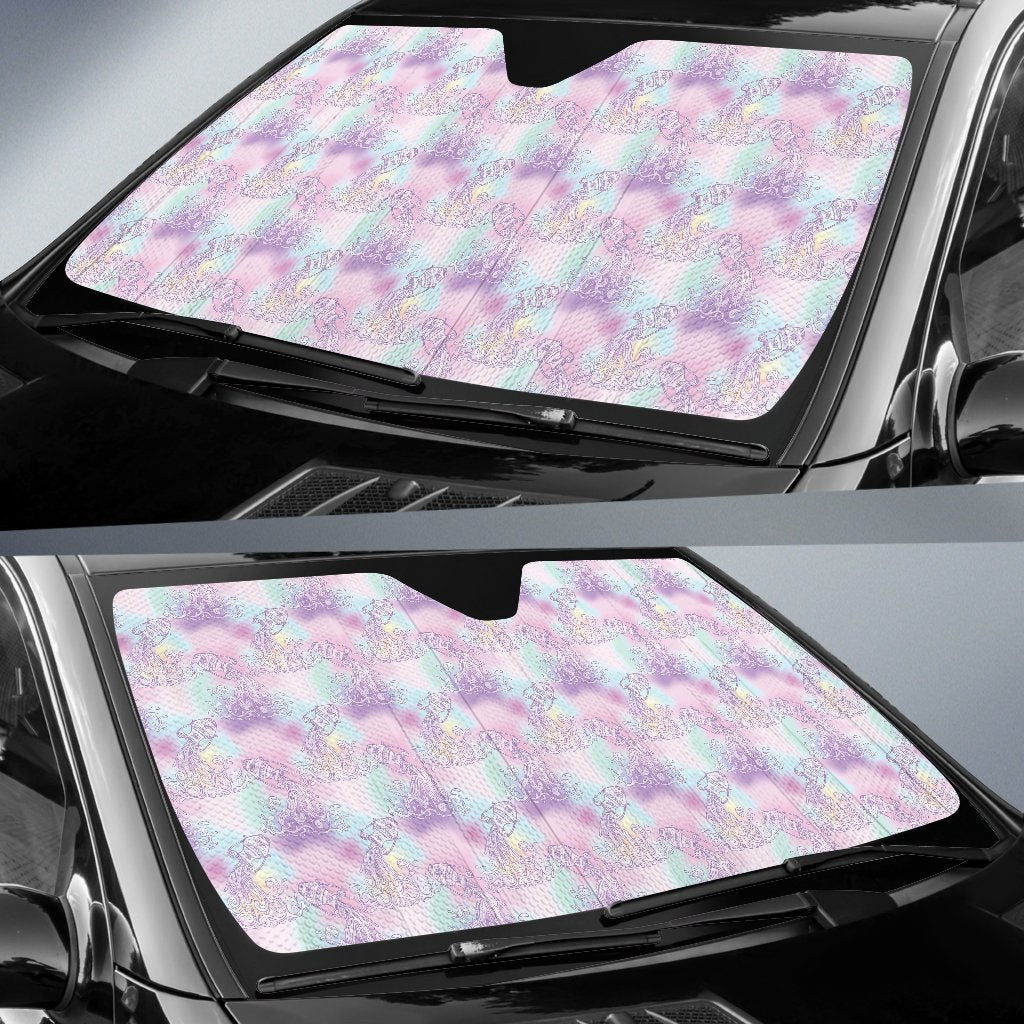 Aquarius Zodiac Pattern Print Design 01 Car Sun Shade-JORJUNE.COM