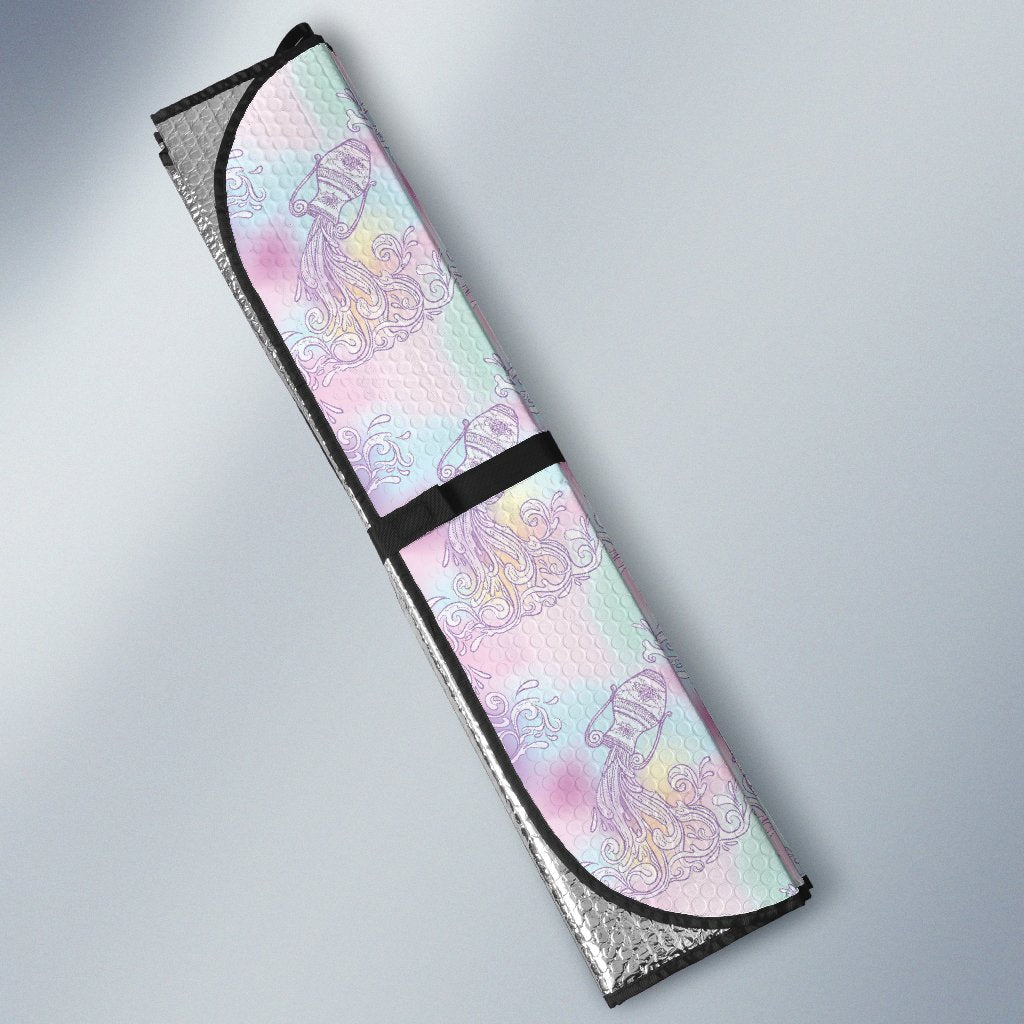 Aquarius Zodiac Pattern Print Design 01 Car Sun Shade-JORJUNE.COM