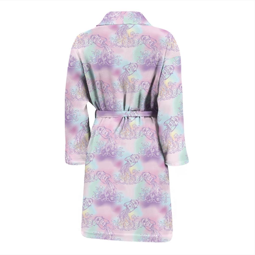 Aquarius Zodiac Pattern Print Design 01 Men Bathrobe-JORJUNE.COM