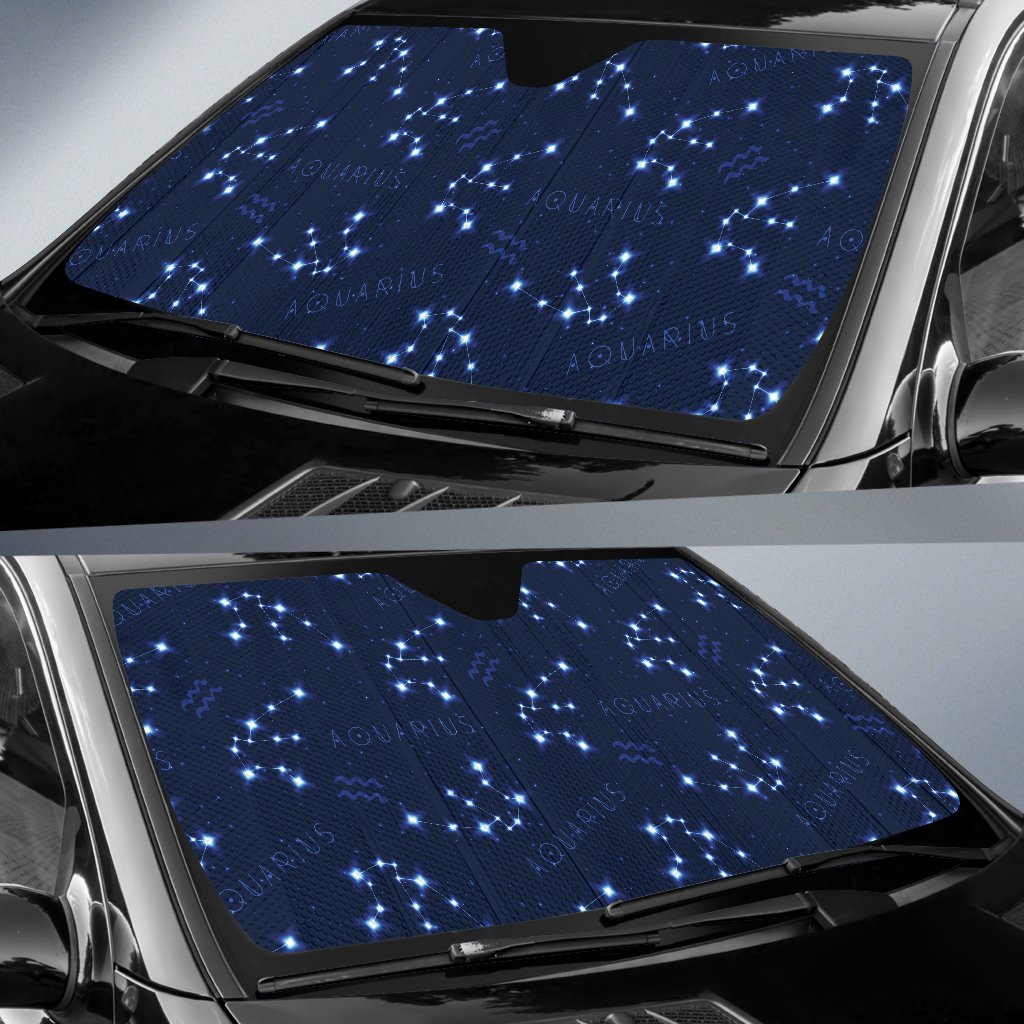 Aquarius Zodiac Pattern Print Design 02 Car Sun Shade-JORJUNE.COM