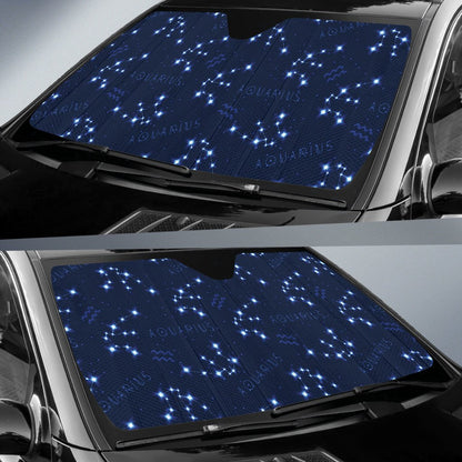 Aquarius Zodiac Pattern Print Design 02 Car Sun Shade-JORJUNE.COM